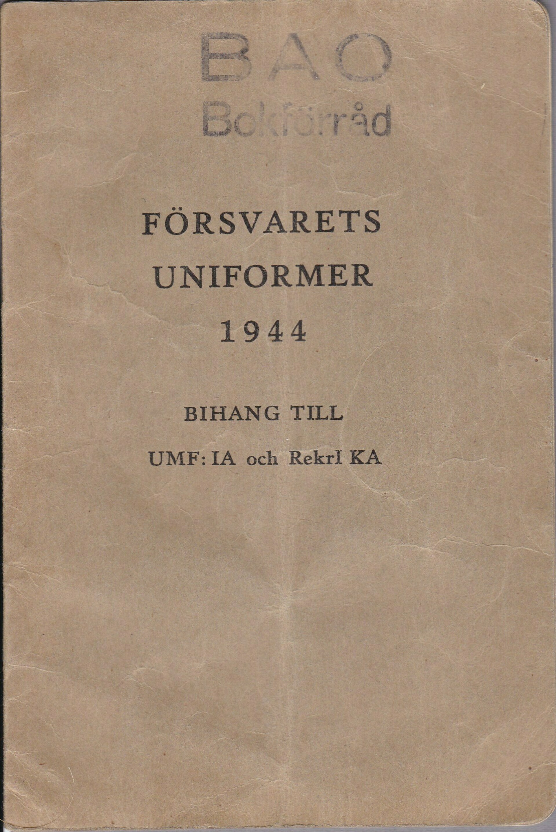 Swedish Uniform Regulations  Booklet WW 2